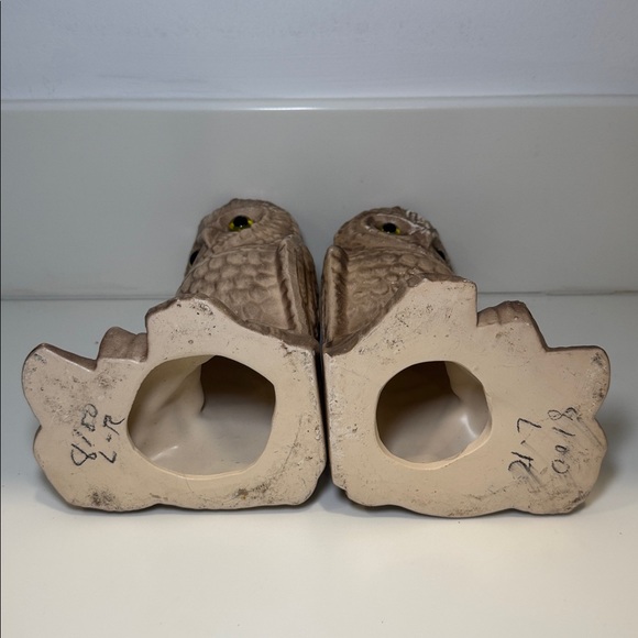 Vintage 1970s Ceramic Brown Owl Figurines Bookends - Picture 5 of 6